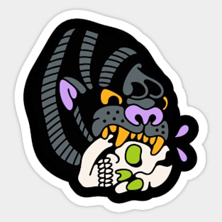 Gorilla biting skull Sticker